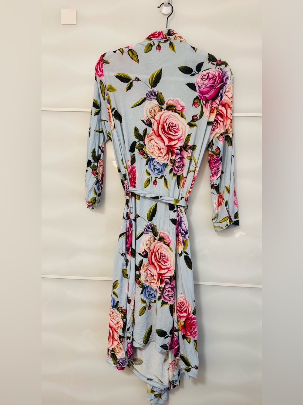 Posh Peanut maternity robe country rose print stretch viscose XL blue pink flora - Picture 6 of 7